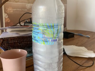 Half empty bottle of water